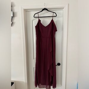 David’s Bridal cascading off-the-shoulder bridesmaid dress